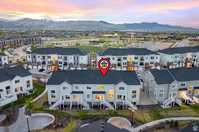 13077 S Keegan Dr, Herriman, UT 84096 - aerial view at dusk featuring a mountain view