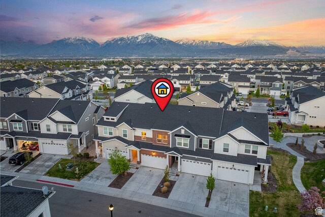 13077 S Keegan Dr, Herriman, UT 84096 - aerial view at dusk with a residential view and a mountain view