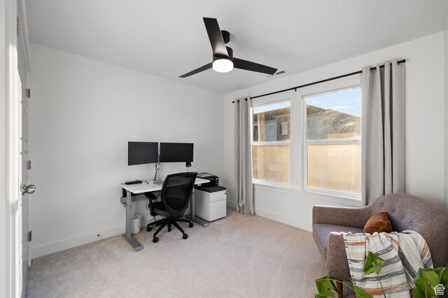 13077 S Keegan Dr, Herriman, UT 84096 - carpeted office featuring baseboards and a ceiling fan