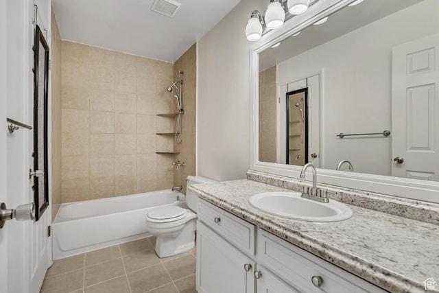 223 E Hill Ave Unit 6, Millcreek, UT 84107 - bathroom featuring tile patterned floors, toilet, shower / bathtub combination, and vanity