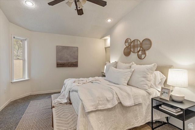2748 W 220 N, Provo, UT 84601 - bedroom featuring baseboards, ceiling fan, recessed lighting, carpet, and vaulted ceiling