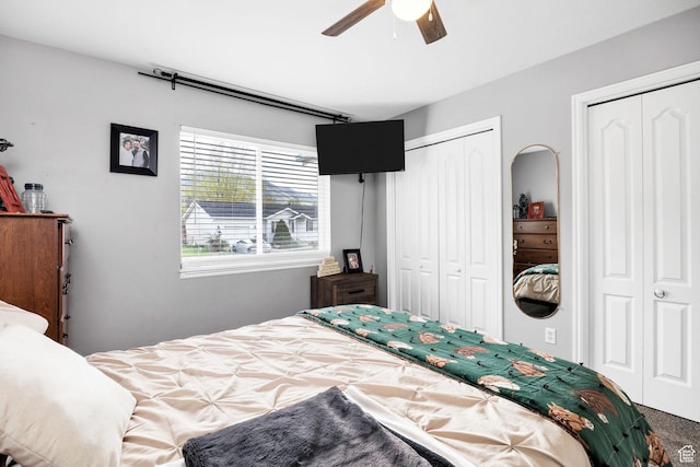 176 N Wapiti Loop E, Hyrum, UT 84319 - bedroom featuring two closets and a ceiling fan