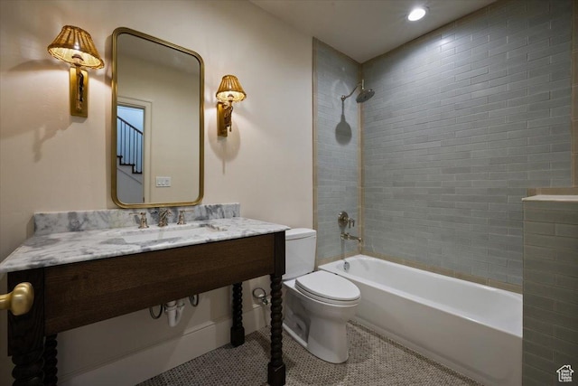 473 W 350 S Unit 31, Mapleton, UT 84664 - full bathroom with a sink, tile patterned floors, toilet, and shower / washtub combination