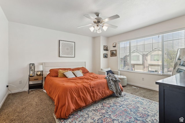 103 E River View Dr, Saratoga Springs, UT 84045 - bedroom with carpet floors, baseboards, visible vents, and ceiling fan