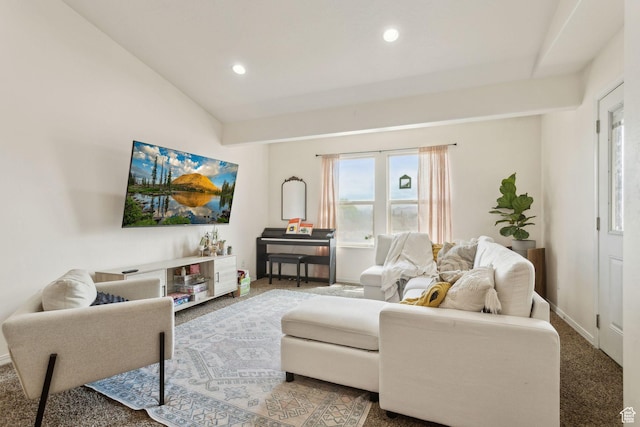 103 E River View Dr, Saratoga Springs, UT 84045 - living area featuring carpet floors, recessed lighting, and baseboards
