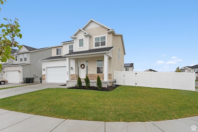 838 N Marble Rd, Tooele, UT 84074 - view of front facade featuring a garage, a front lawn, fence, a gate, and driveway