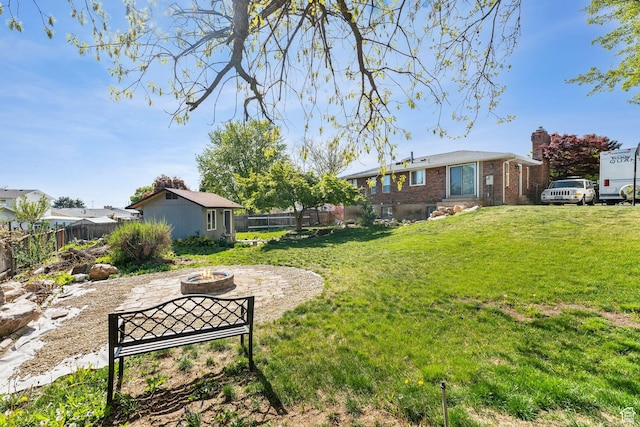 867 E 2850 N, North Ogden, UT 84414 - view of yard with a fenced backyard and an outdoor fire pit