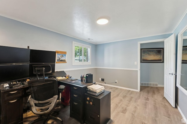 867 E 2850 N, North Ogden, UT 84414 - office space with crown molding, baseboards, wood finished floors, and visible vents