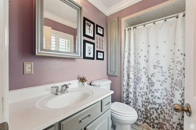 867 E 2850 N, North Ogden, UT 84414 - full bath with toilet, ornamental molding, curtained shower, and vanity