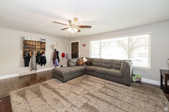 75 S 300 W, Morgan, UT 84050 - living area with baseboards, a ceiling fan, and wood finished floors