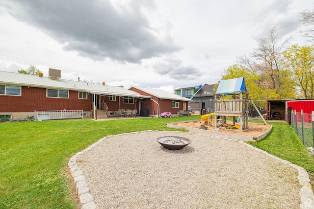 75 S 300 W, Morgan, UT 84050 - view of yard featuring fence, a playground, a patio area, and cooling unit
