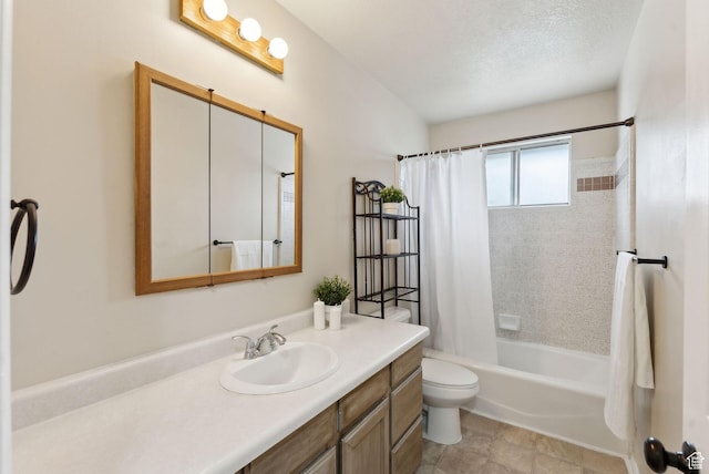 668 N 1370 W, Pleasant Grove, UT 84062 - full bathroom featuring vanity, a textured ceiling, shower / bath combo, and toilet