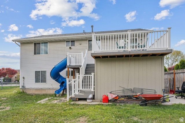 668 N 1370 W, Pleasant Grove, UT 84062 - back of house featuring fence, a yard, and a balcony