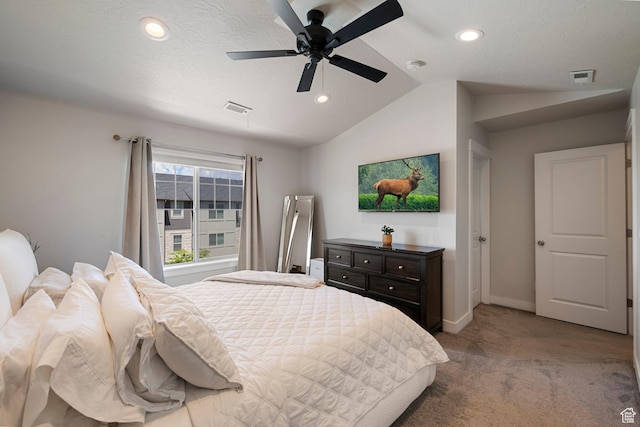 1940 S 200 W Unit 16, Bountiful, UT 84010 - bedroom with baseboards, carpet flooring, lofted ceiling, and visible vents