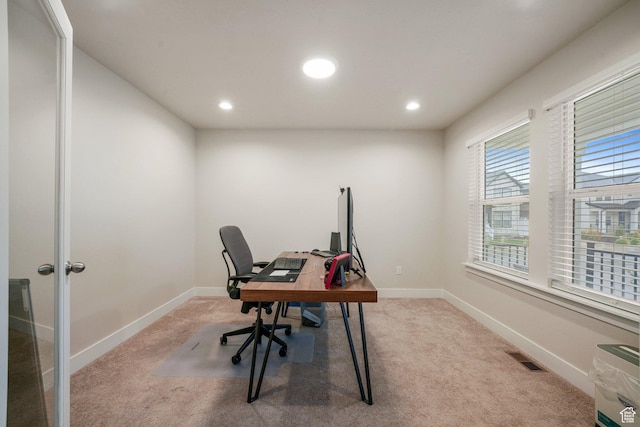 4576 W Sentry Dr, Riverton, UT 84096 - office area featuring carpet, recessed lighting, and baseboards
