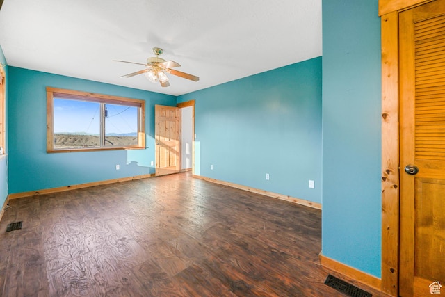 609 E 900 S, Stockton, UT 84071 - unfurnished bedroom with baseboards, ceiling fan, wood finished floors, and visible vents