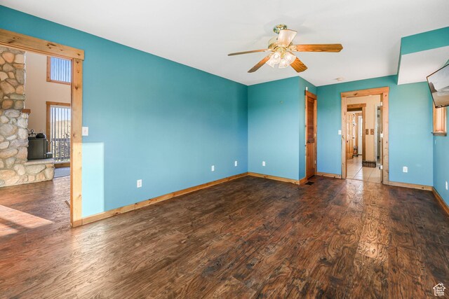 609 E 900 S, Stockton, UT 84071 - unfurnished room featuring baseboards, ceiling fan, and wood finished floors