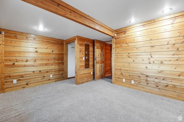 609 E 900 S, Stockton, UT 84071 - spare room featuring recessed lighting, carpet flooring, and wooden walls
