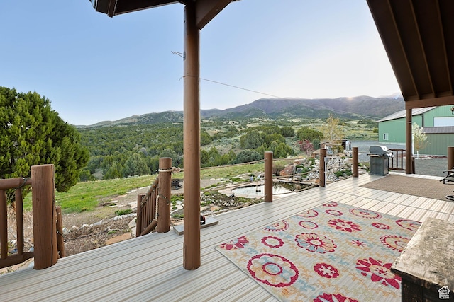 609 E 900 S, Stockton, UT 84071 - wooden deck featuring area for grilling and a mountain view