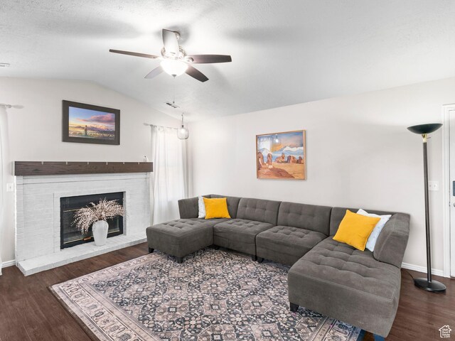 3855 W Elwood Way S, West Jordan, UT 84088 - living area with baseboards, ceiling fan, wood finished floors, and lofted ceiling