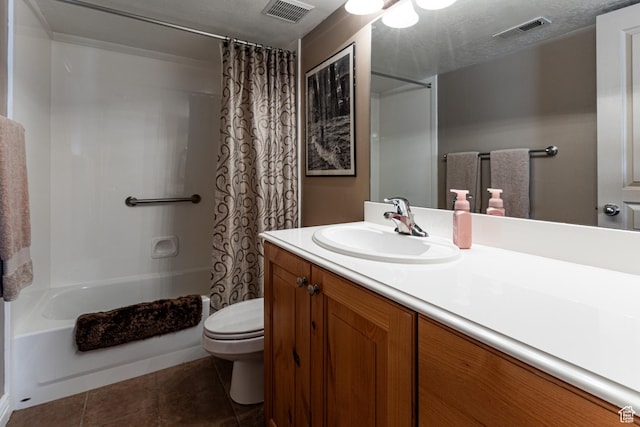 398 S Lofty Ln E, North Salt Lake, UT 84054 - bathroom with toilet, visible vents, tile patterned flooring, and shower / bath combo with shower curtain