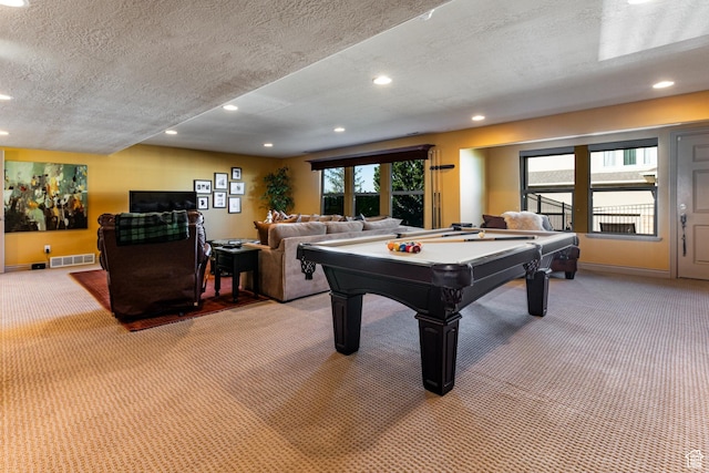 398 S Lofty Ln E, North Salt Lake, UT 84054 - recreation room featuring recessed lighting, a textured ceiling, and light colored carpet