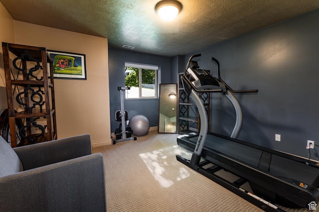 398 S Lofty Ln E, North Salt Lake, UT 84054 - workout room with baseboards, carpet flooring, a textured ceiling, and visible vents