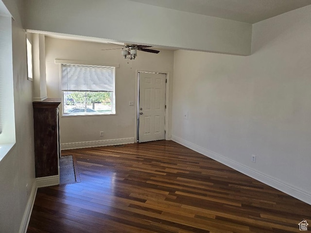 567 S 800 E, Salt Lake City, UT 84102 - unfurnished living room with wood finished floors, ceiling fan, and baseboards