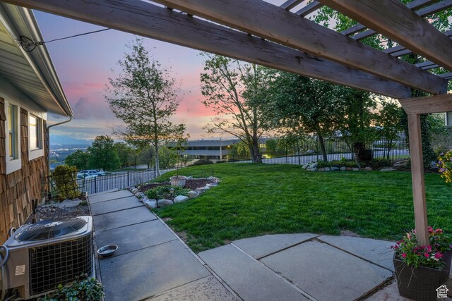3273 E Bernada Dr, Salt Lake City, UT 84124 - view of yard featuring a patio, central air condition unit, a pergola, and fence