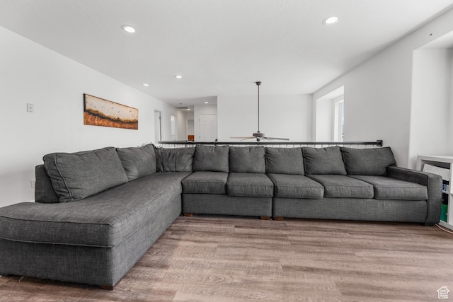 531 E Valley Dr, Heber City, UT 84032 - living room with a ceiling fan, recessed lighting, and light wood-style flooring