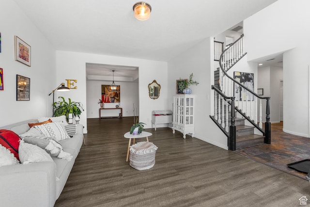 531 E Valley Dr, Heber City, UT 84032 - living area with baseboards, stairs, and wood finished floors
