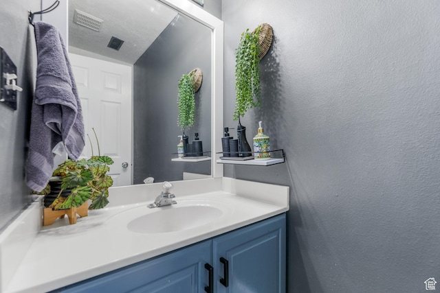 531 E Valley Dr, Heber City, UT 84032 - bathroom featuring a textured wall, visible vents, and vanity