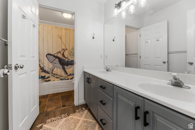 531 E Valley Dr, Heber City, UT 84032 - full bathroom featuring double vanity, a sink, and a shower with shower curtain