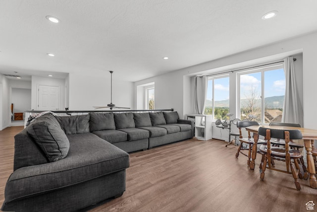 531 E Valley Dr, Heber City, UT 84032 - living area featuring recessed lighting, a ceiling fan, and wood finished floors