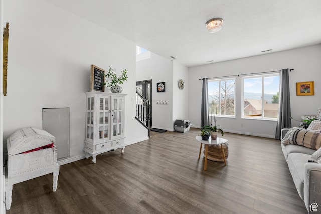 531 E Valley Dr, Heber City, UT 84032 - living room featuring baseboards, wood finished floors, and stairway