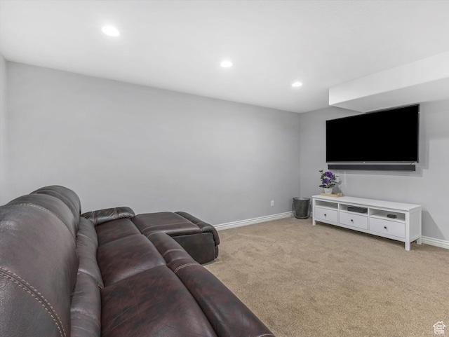 14768 S Deer Park Ln E, Draper Ut Cnty, UT 84020 - living room featuring baseboards, recessed lighting, and light colored carpet
