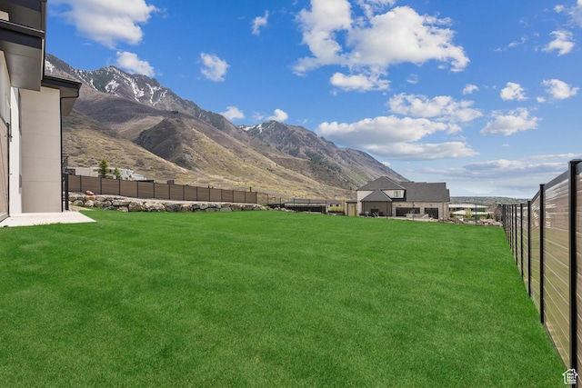 3944 W Oak Hill Dr, Alpine, UT 84004 - view of yard with a fenced backyard and a mountain view