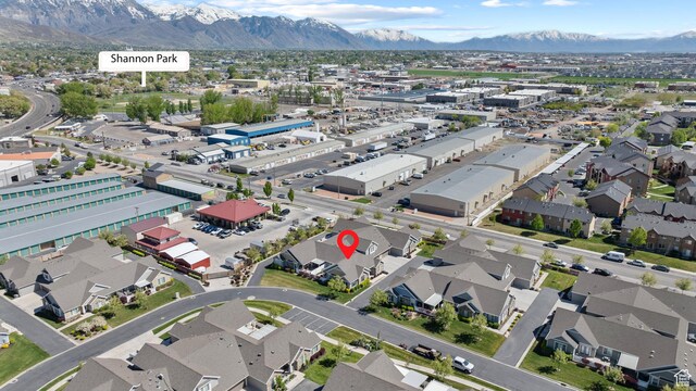 bird's eye view with a residential view and a mountain view