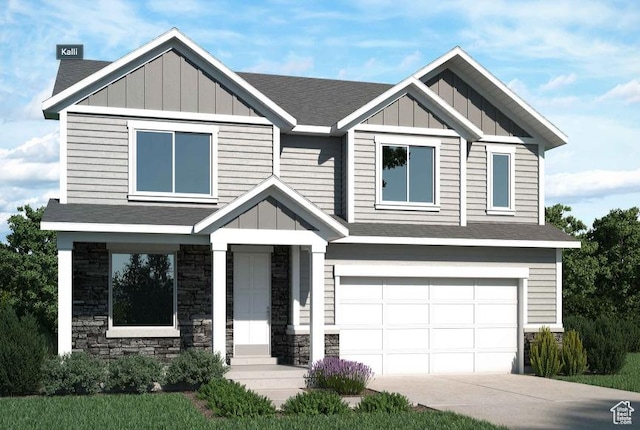 7648 S Iron Cyn Unit 341, West Jordan, UT 84081 - craftsman house with a garage, board and batten siding, driveway, and stone siding
