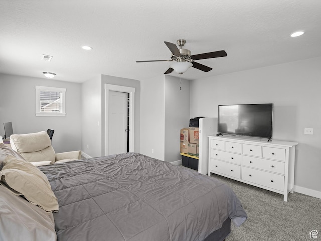 1227 W 20 S, Pleasant Grove, UT 84062 - carpeted bedroom with recessed lighting, baseboards, visible vents, and a ceiling fan