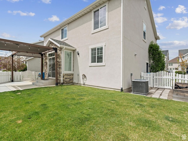 1227 W 20 S, Pleasant Grove, UT 84062 - back of property with a lawn, central AC, and stucco siding