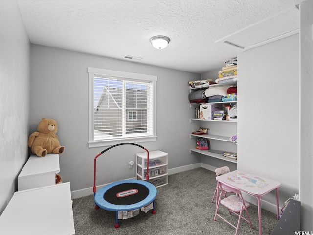 1227 W 20 S, Pleasant Grove, UT 84062 - playroom with visible vents, carpet flooring, a textured ceiling, and baseboards
