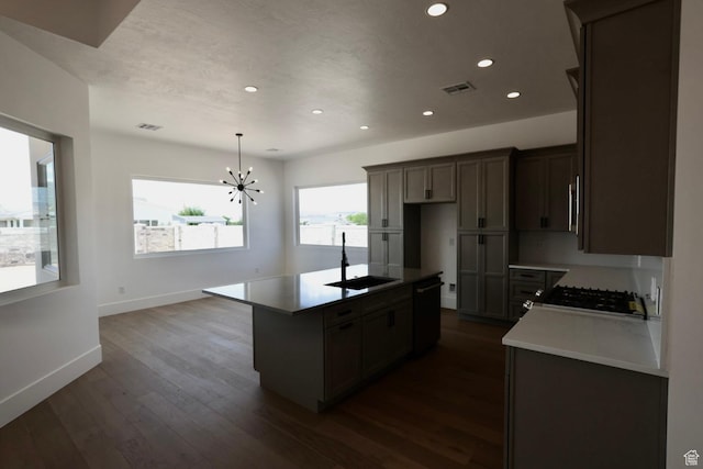 3842 S Kennedy Ln Unit 124, Washington, UT 84780 - kitchen featuring visible vents, baseboards, black dishwasher, recessed lighting, and a sink