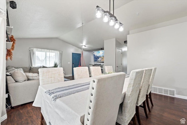 2099 E Hickock Way, Eagle Mountain, UT 84005 - dining room featuring dark wood-style flooring, lofted ceiling, and baseboards