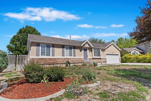8522 S Kolby Ln, Midvale, UT 84047 - ranch-style house with stone siding, stucco siding, and an attached garage