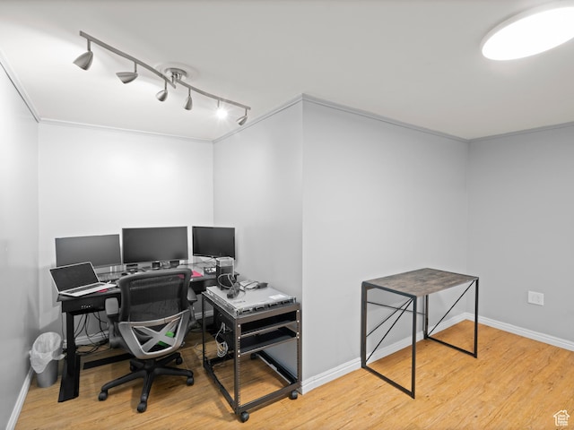 60 N 1000 W, Clearfield, UT 84015 - office area with baseboards, ornamental molding, rail lighting, and wood finished floors