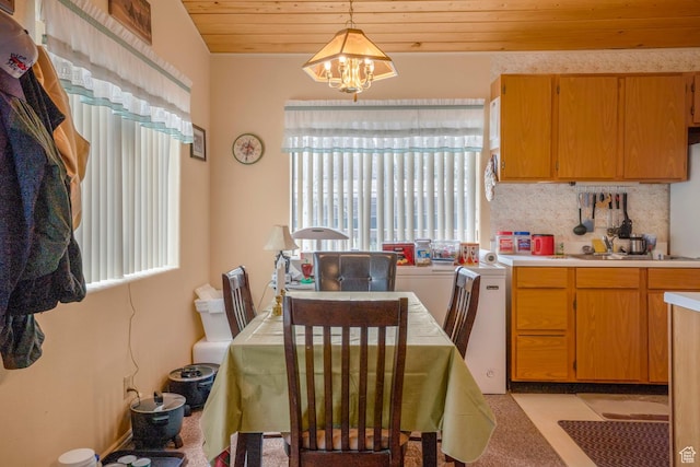 786 W Carter Dr, Pine Valley, UT 84781 - dining room with wooden ceiling and a notable chandelier