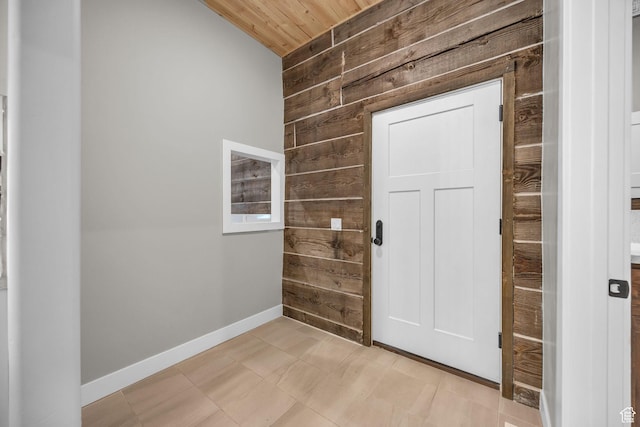 1138 N 1000 E, Mapleton, UT 84664 - entryway featuring wood walls, lofted ceiling, wooden ceiling, and baseboards