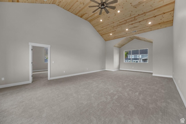 1138 N 1000 E, Mapleton, UT 84664 - spare room featuring ceiling fan, high vaulted ceiling, carpet flooring, recessed lighting, and baseboards
