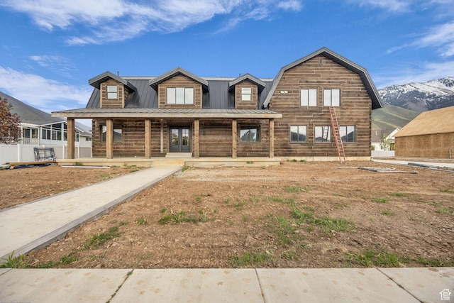 1138 N 1000 E, Mapleton, UT 84664 - log cabin with a porch, a standing seam roof, metal roof, and a mountain view